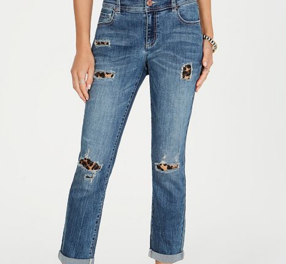 INC International Concepts Denim - 💥Sale INC Boyfriend Distressed Jeans/Leopard